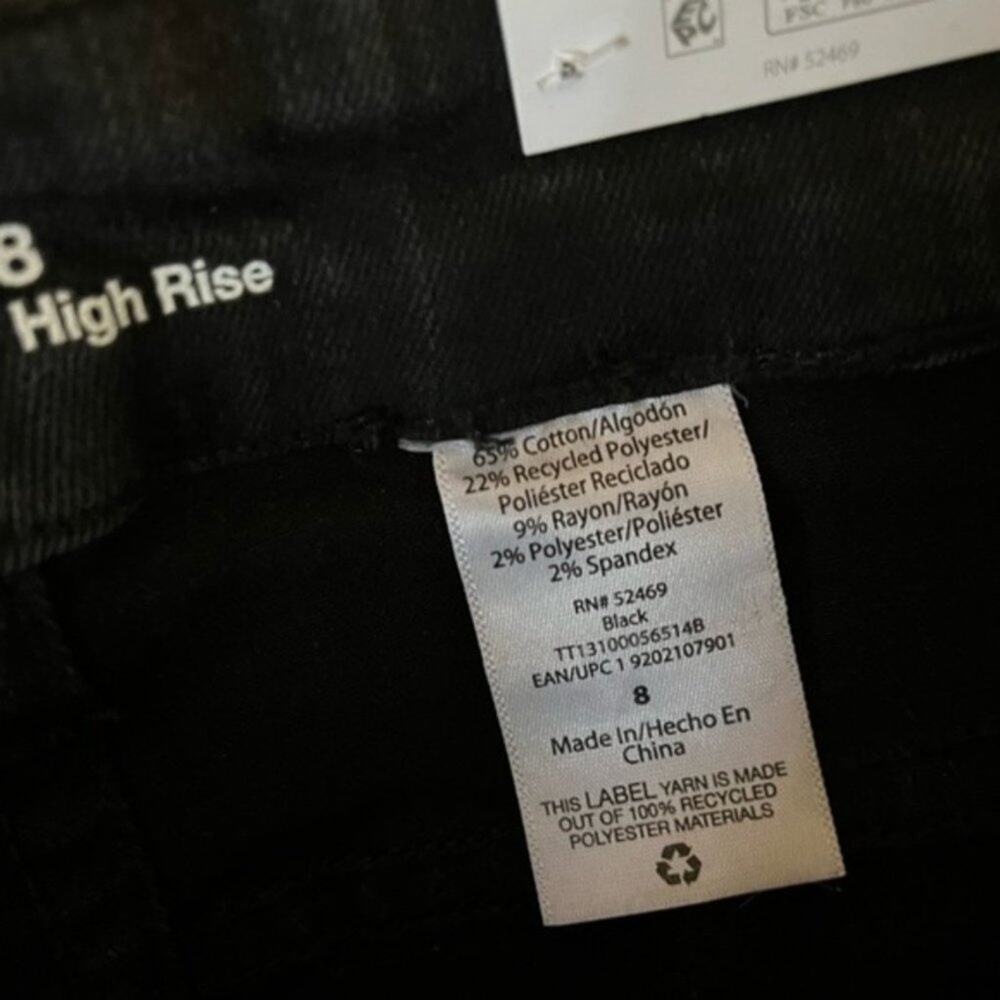 Time And Tru Black High Rise Straight Leg Crop Pants Size 8 - Picture 11 of 12
